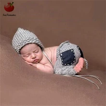 

2017 Retail Crochet Christmas Hat and Pants Set Newborn Photo Props Kids Santa Claus Photography Props Baby Photo Clothing