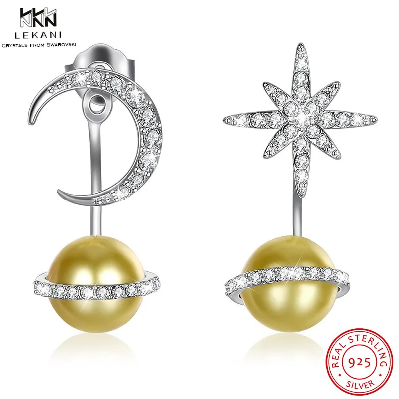 Женские серьги-гвоздики с кристаллами Swarovski LEKANI серьги жемчугом и звездой из