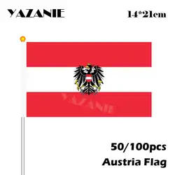 YAZANIE 14*21 см 50/100 шт. печатных Австрии Орел флаги Австрии флаг руки Национальный флаг с полюс для Спортивный Матч празднование
