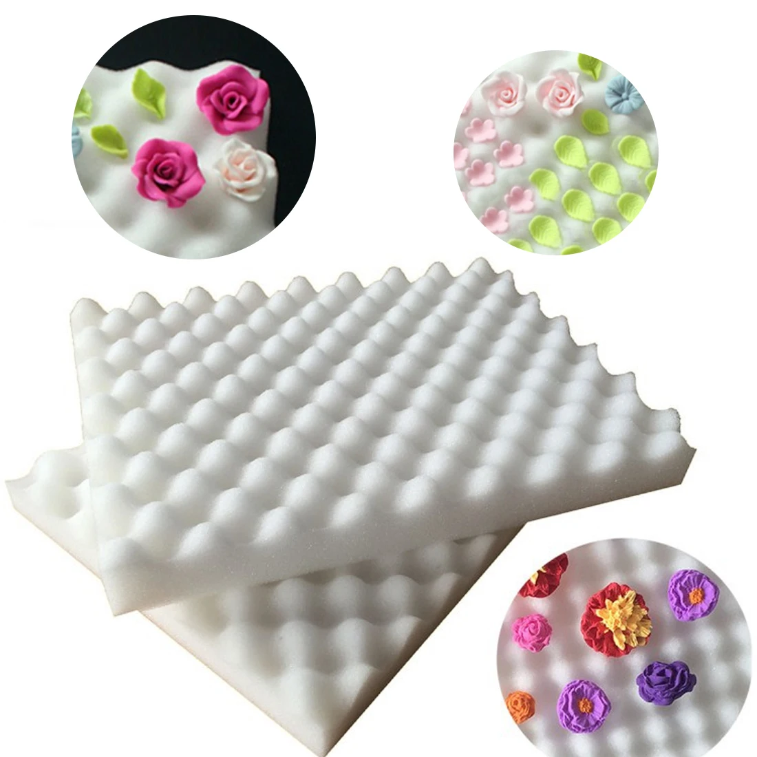 

Practical 2pcs Sponge Pads Cake Foam Fondant Drying Pads Sponge Mats Cake Fondant Sugar Flower Decorating Bakeware Tool Mold