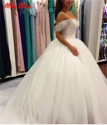 Винтаж роскошное бальное платье свадебное платье 2019 vestido de casamento Кристалл бисера кружево свадебное с рукавами Свадебные платья для женщин