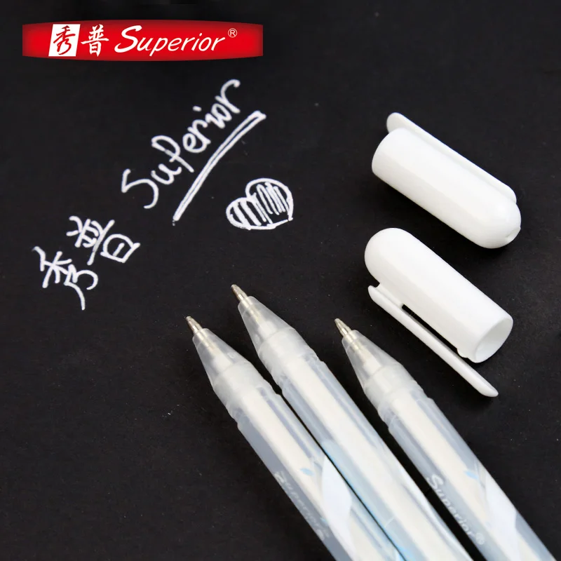

Superior 3/6/9 pcs/lot 0.8mm White Pen Sketch Fine Liner Pen Scribble Pen Paint Design Art Markers School Writing Supplies