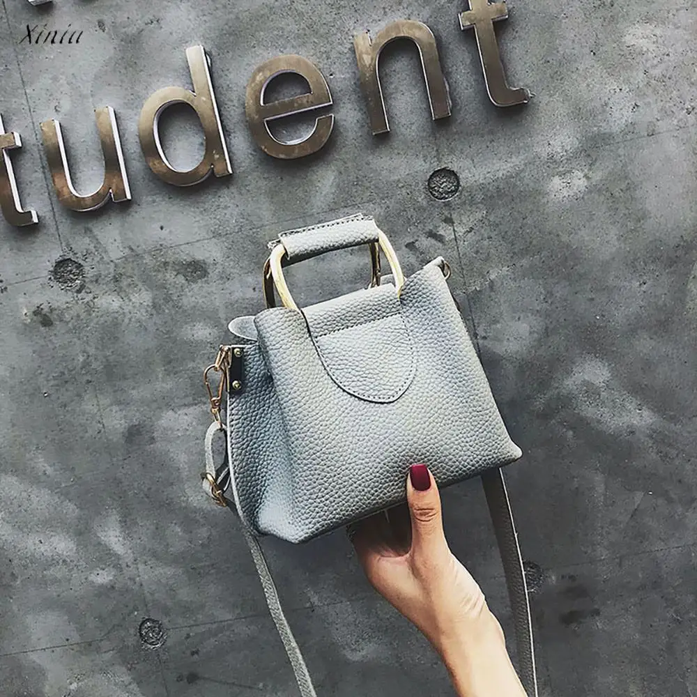 

Women Portable Handbags Crossbody Bucket Bag Casual Lychee Shoulder Messenger Bag Solid Leather Summer Femme Mobile Phone Purse