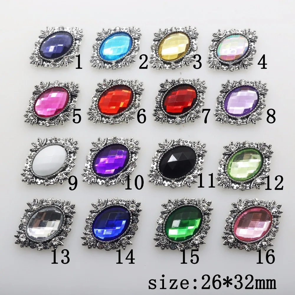

New Hot 10Pcs 26*32mm Oval Alloy Diy Jewelry Accessories rhinestones Acrylic pedestal embellishments caps Decoration For Making