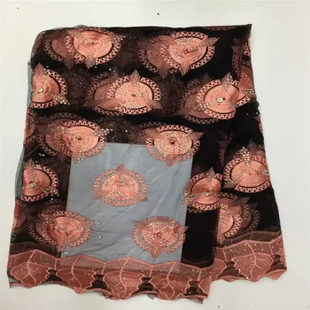 

Africa French Tulle Net Lace Fabric 2018Latest Embroidered 3D Handmade applique Beads Lace Fabric For Stones Dress X356-1