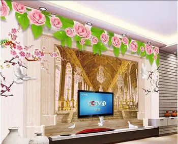 

Custom photo 3d wallpaper Non-woven mural wall sticker Rose dove orchid painting picture 3d wall room murals wallpaper