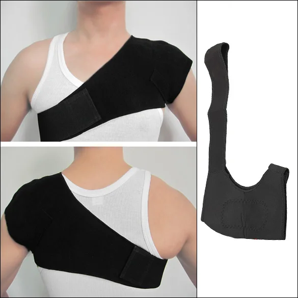 

1pc Black Self Heating Magnetic Therapy Single Shoulder Protector Far Infrared Sports Injury Prevention Back Braces Support