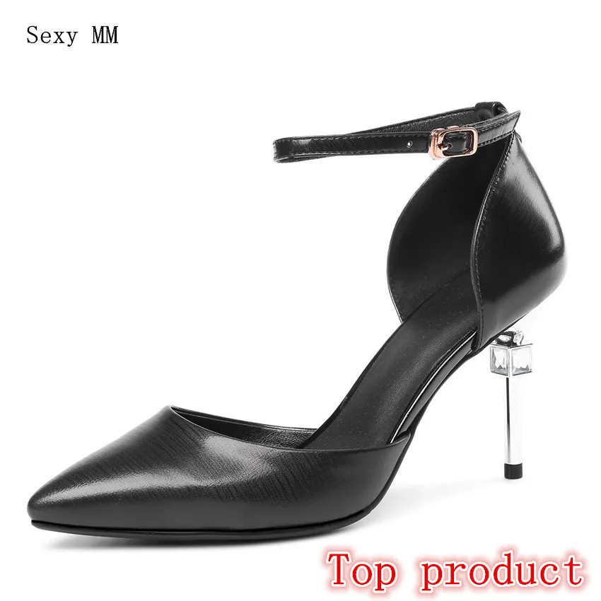 

Genuine Leather High Heels Women Pumps D'Orsay High Heel Shoes Stiletto Woman Party Shoes Kitten Heel Plus Size 33 - 40 41 42 43