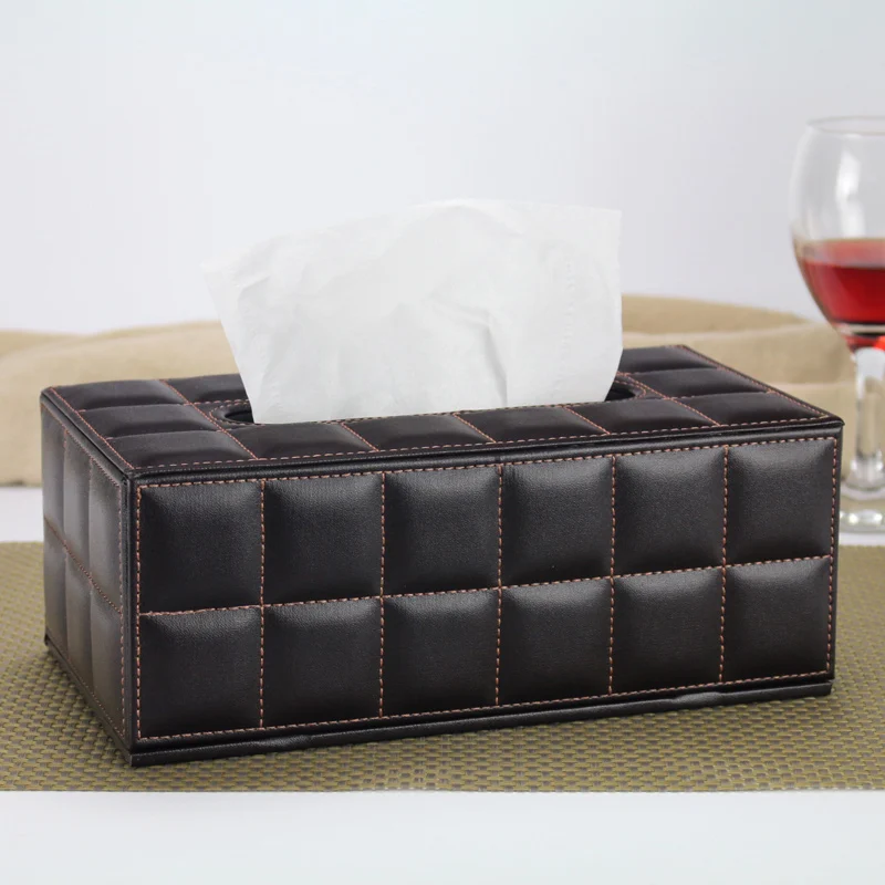 

European Fashion PU leather Desk Organizer Tissue Box Home Office Table Vintage Classic Storage Cases Desk Set