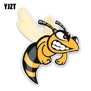 

YJZT 12.6CM15.7CM Lovely Angry Cartoon Hornets Colored PVC Car Sticker Graphic Decoration C1-5154