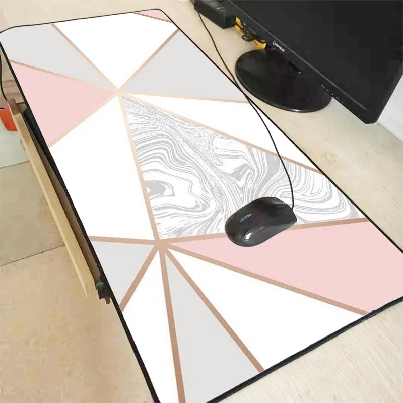 Mairuige 900x400mm Rose Gold Marble Keyboards Mat Rubber Gaming