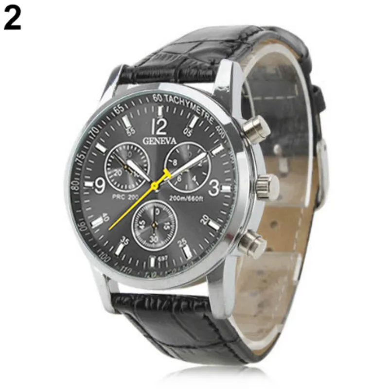 Mens Womens Fashion Faux Leather Band Quartz Analog Dress Bracelet Wrist Watch smt 89