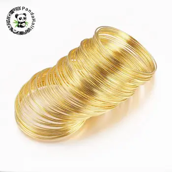 

Steel Bracelet Memory Wire, Golden Color, 5.5CM, Wire: 1.0mm thick, about 350 circles/500g