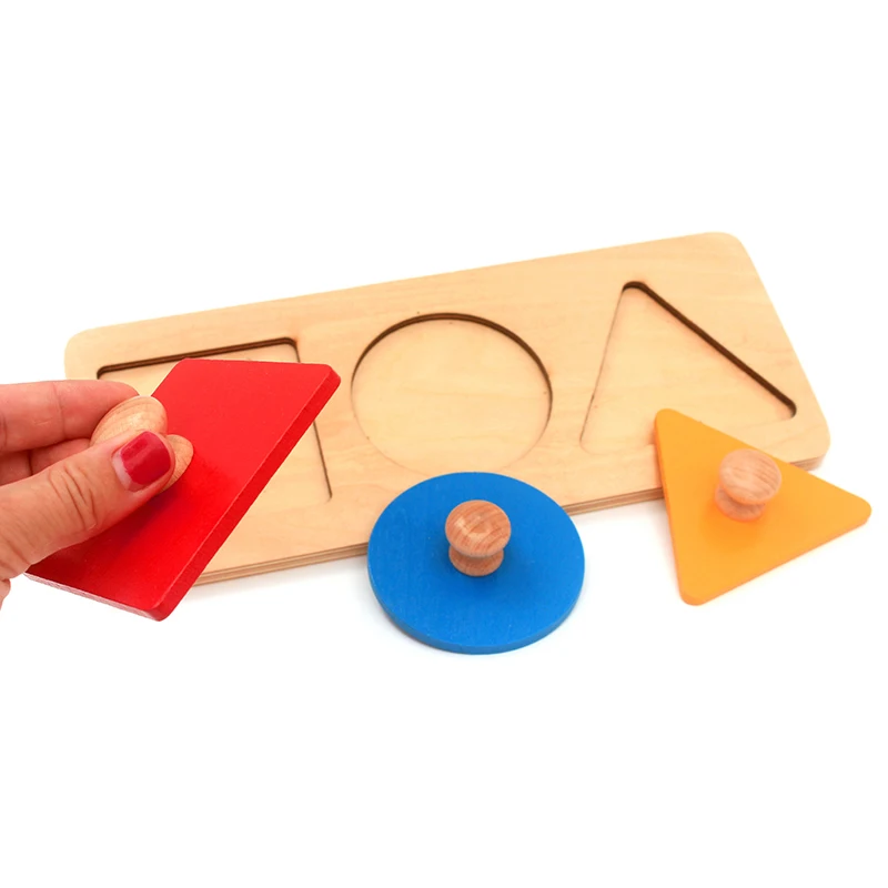 Dental do Bebê Brinquedos de Madeira Casa Materiais Montessori Matemática Forma Geometria Inserções 3 Conjuntos Vermelho Azul Amarelo Triângulo Quadrado Botões 4 Casa dental do bebê materiais montessori brinquedos