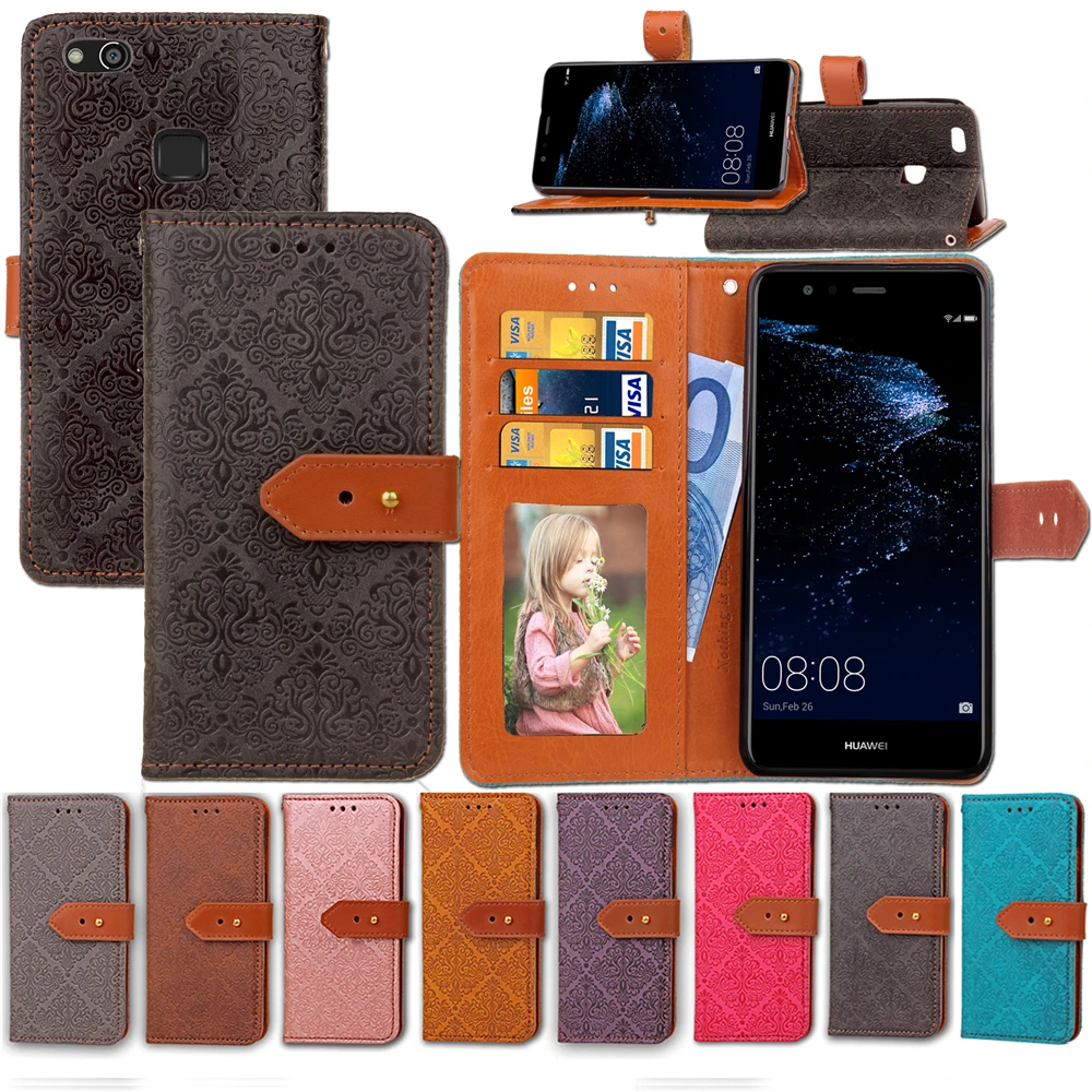 Cover Mobile Phone Case For Huawei P10 Lite 5.2&quot Flip PU Leather Embossed design Holster Protection Bag Strap Card Wallet Stand |