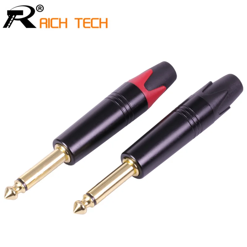 

2Pcs/1Pair 6.35mm Jack Microphone plug 6.35mm Mono Male plug Assembly wire Connector Smoothly plating Audio speaker adapter