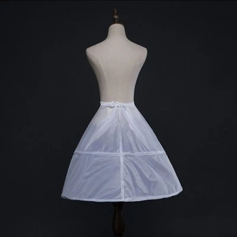 Белая Нижняя юбка с цветочным узором для девочек, 2 кольца, 65 см, детская юбка на свадьбу, эластичная резинка на талии, на завязках, один слой, кринолин, полускользящая
