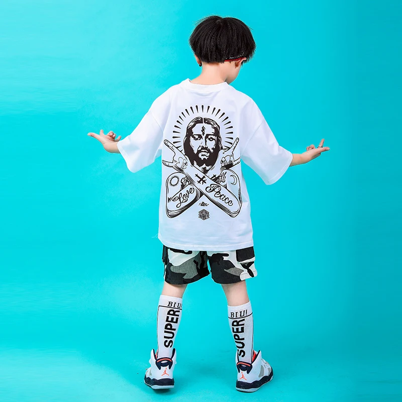 Toddler boy summer clothes 2019 6 8 10 12 14 16Years hip hop pants tshirt dance jazz costumes kids girls sets clothing 130 140  (8)