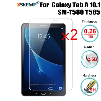 

XSKEMP 2Pcs/Lot 9H Premium Tempered Glass Film For Samsung Galaxy Tab A 10.1 SM-T580 T585 0.3mm HD Tablet Screen Protector Guard