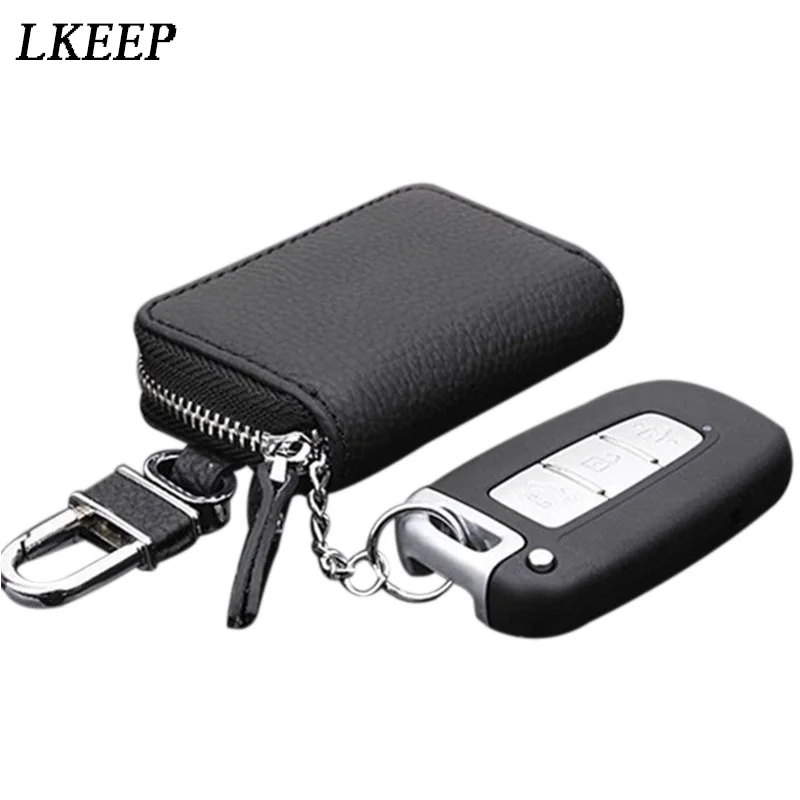 

High Quality PU Leather Car Key Wallets Housekeeper Keys Organizer Keychain Cover Portable Zipper Key Case Bags