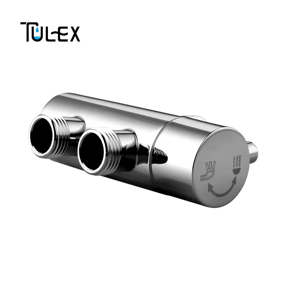 Kaufen TULEX Dusche Wasserhahn Umsteller 3 Weg Dusche Arm Umsteller 2 Funktionen Wasserhahn Ventil für Dusche Mixer Messing Körper Verchromt
