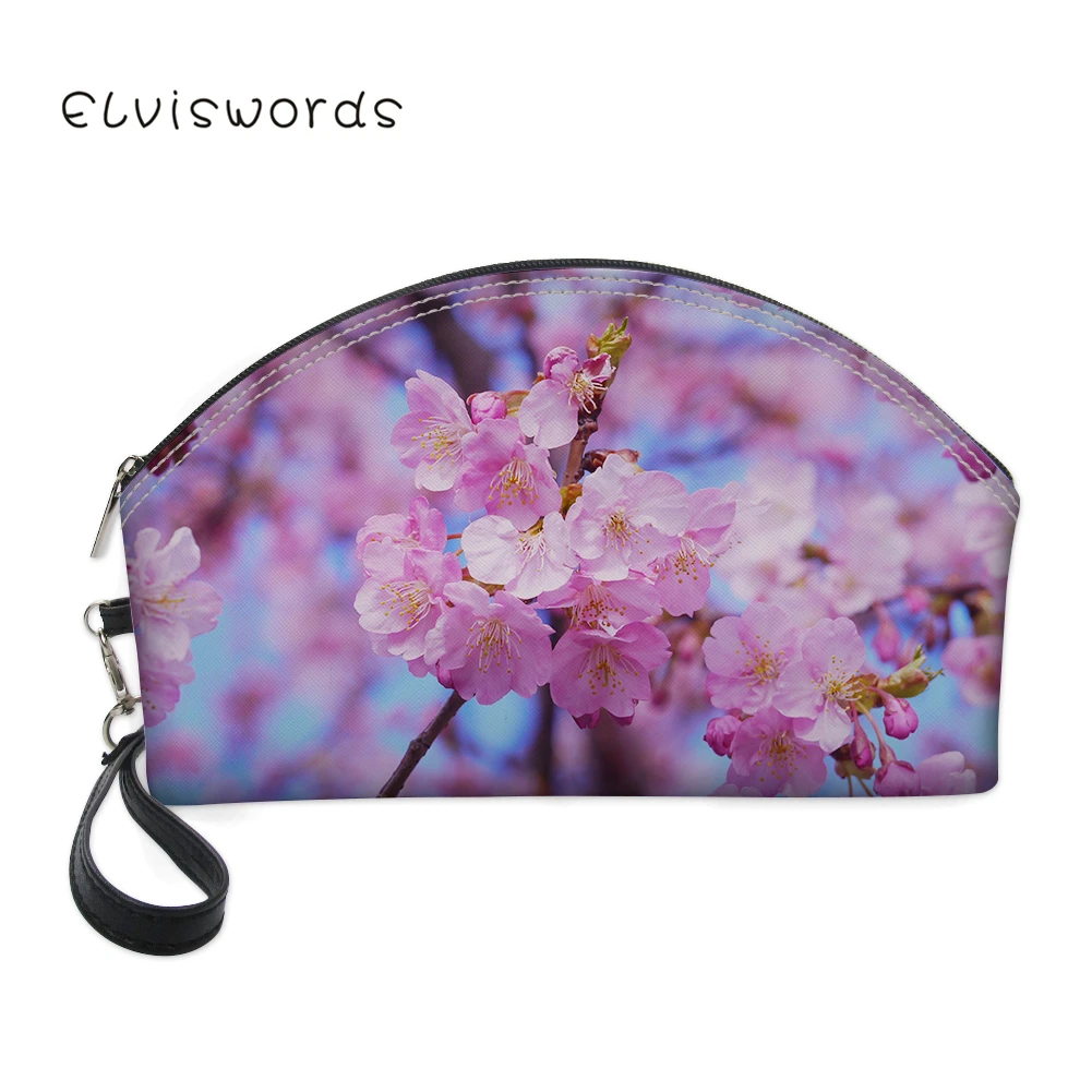 

ELVISWORDS Makeup Bags Floral Pattern Printing Pretty Cosmetics Pouchs For Travel Ladies Pouch Women Toiletry Bag Cosmetic Bag