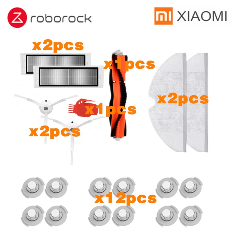 Основная щетка+ HEPA фильтр+ боковая щетка+ Швабра Ткань для xiaomi вакуум 2 roborock s50 аксессуары xiaomi Робот Запчасти для пылесоса - Цвет: 20PCS