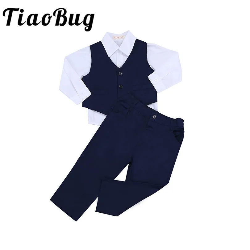 

Kids Formal Suits for Weddings Boys Vest +Pants 3pcs Flower Boys Formal Tuxedo Kids Dress Shirt Gentleman Party Clothing Sets