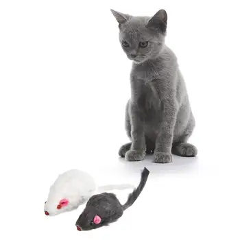 

12 PCS Mice Toys Mouse Real Fur Mixed Loaded Toys Black And White For Pet Cat Kitty Kitten With Sound Squeaky Toys For Cats