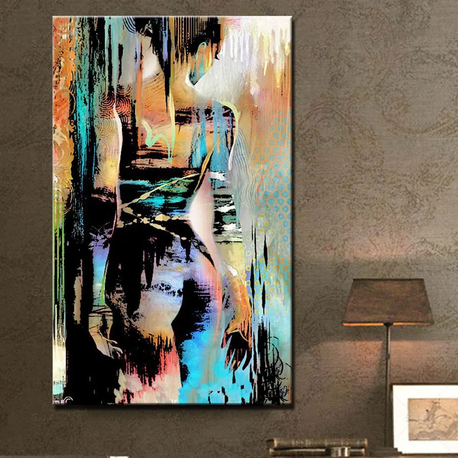 hand painted modern nude painting colorful naked woman oil painting on canvas back of girl fashion home decoration picture