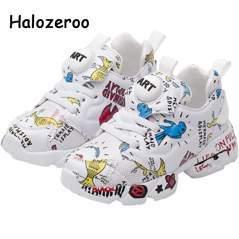  Spring New Kids Pu Leather Shoes Baby Girls Sport Sneakers Children Mesh Shoes Boys Fashion Casual 