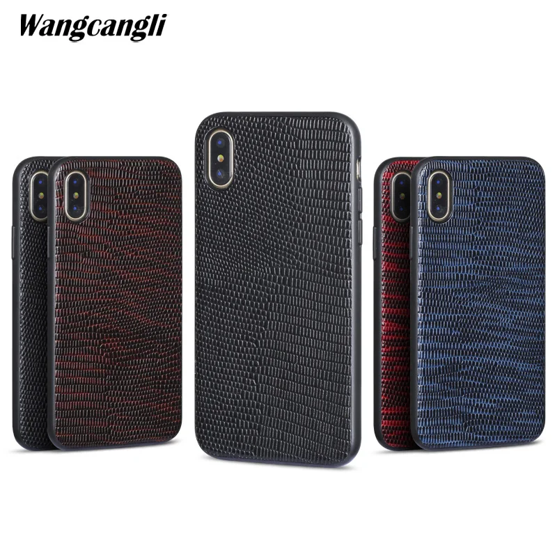 

Business high-end leather cowhide lizard all-inclusive soft shell phone case for iphone x case lizard all-inclusive soft shell