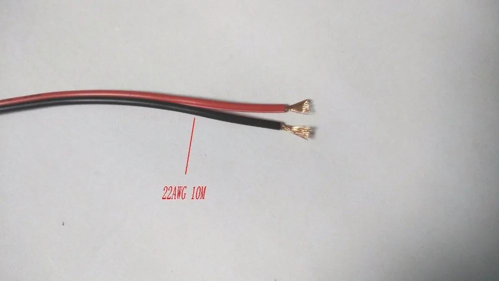 10 м 22AWG 2pin черный, красный провода шнура кабеля светодиодный медного провода 300 V 80 градусов по Цельсию