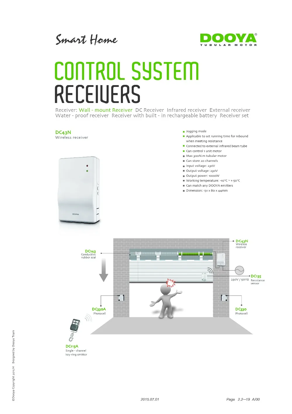 

Dooya receiver DC50A, DC43N,multi-function receiver for roller shutter, roller door, Anti-theft and alarm function