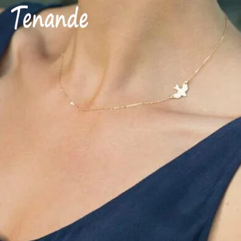 

Tenande Simple Style Gold Color Clavicle Chain Necklaces Animal Peace Dove Necklaces & Pendants for Women Party Jewelry Bijoux