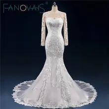Vintage Full Lace Wedding Dress Long Sleevs Mermaid Bridal Gowns 2017 Wedding Dresses Backless Button Vestido de Novia