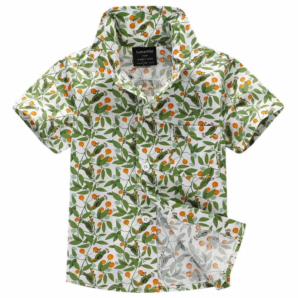 2017 Новинка; рубашка с цветочным узором из натурального хлопка гавайская рубашка для мальчика T1703