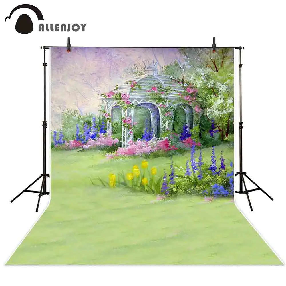 Allenjoy фон для фотосъемки Весенний сад цветок луг павильон живопись ...