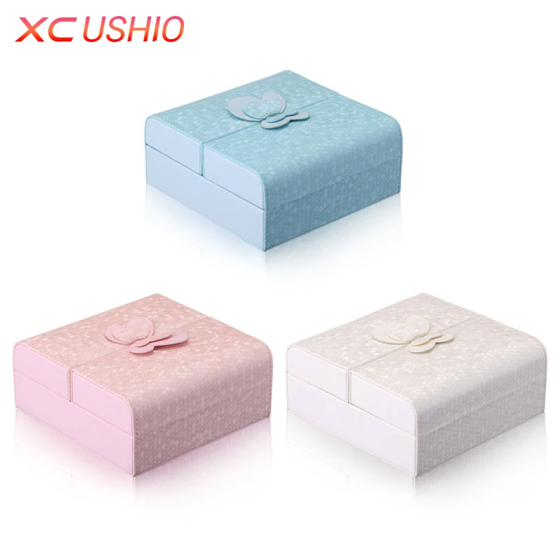 Creative Bowknot Design Jewelry Storage Box Travel PU Leather Jewellery Organizer Case Necklace Earrings Bracelet Container|bracelet shoe|bracelet