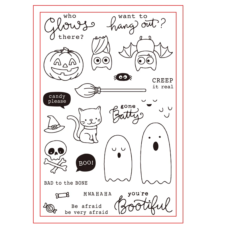 

Batty Halloween Transparent Clear Silicone Rubber Stamps Set For DIY Scrapbooking Photo Album Cards Making Decor Dies Cut New
