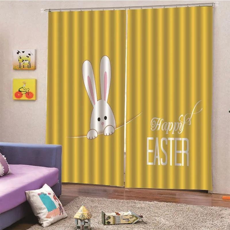 

Curtain window Rabbit living room jacquard fabrics luxury semi-blackout panel short for Bedroom cloth Ready finished Blinds M12