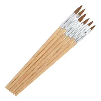 YZWLE 6PCS/Pack Wood Handle Nail Art Painting Drawing Pen Brush Set for Acrylic Nail UV Gel Nails Beauty Tools Brushes 32