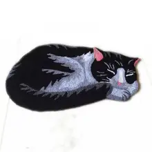 Черный и белый коврик в форме кошки, коврик для гостиной, вышитый Коврик для крыльца, домашние декоративные ковры, подарок