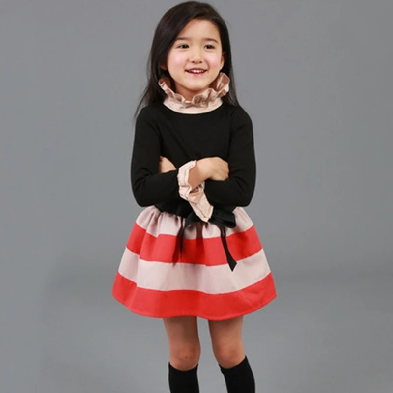 Платье с длинными рукавами и цветочным принтом для детей от 3 до 8 лет, Осеннее повседневное школьное платье для девочек зимняя одежда для девочек детские праздничные платья одежда