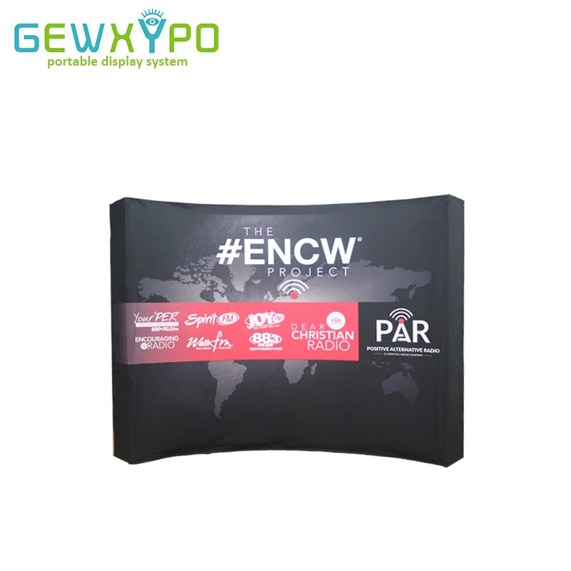 

10ft Economical Curved Exhibition Advertising Stretch Fabric Pop Up Banner Display Stand With Full Color Graphic Printing