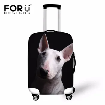 

FORUDESIGNS Black Travel Accessories Bull Terrier Print Cute 3D Animal Thick Elastic Luggage Cover Protector Suitcase Cover 2019