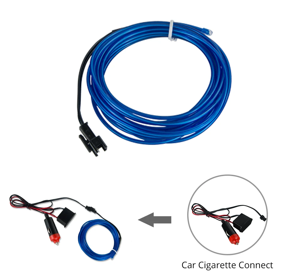 LED Car Styling blue color 1M 2M 3M 4M 5M Ambient Light Flexible Neon Strip led Car Interior Lights Trim El Cold Light 5V (5)