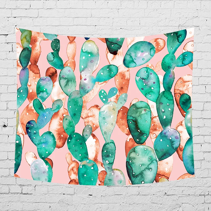 Pink Green Cactus Environment Enhancement Home Outdoor Decorative Tapestry Wall Hanging Sheets Picnic Cloth Decor Gift | Дом и сад