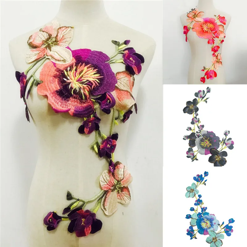 

Applique Embroidery Flower Patches Diy Clothing Decor Refined High Density Multilayer Embroidery ROSE Flower Pattern