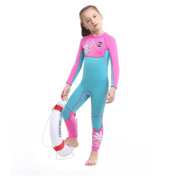 

Children's Sunscreen Swimsuit Long Sleeves One-piece Diving Suit Fast Drying Clothing Children Full Body Cute Girl Wetsuits